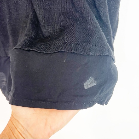 SANCTUARY BLACK SPLIT NECK CAP SLEEVE CONTRAST HEM T-SHIRT WOMENS SZ LARGE - Picture 4 of 6